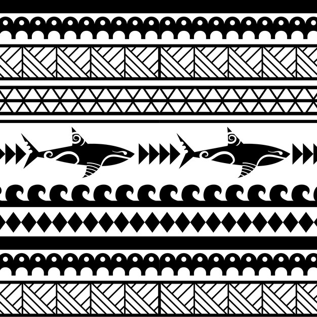 手描きのマオリのタトゥーパターンデザイン