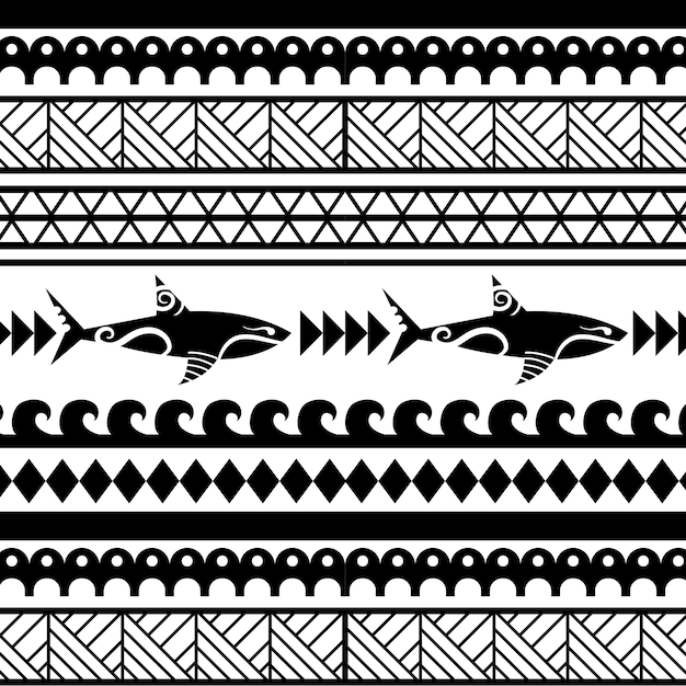 Hand drawn maori tattoo pattern design