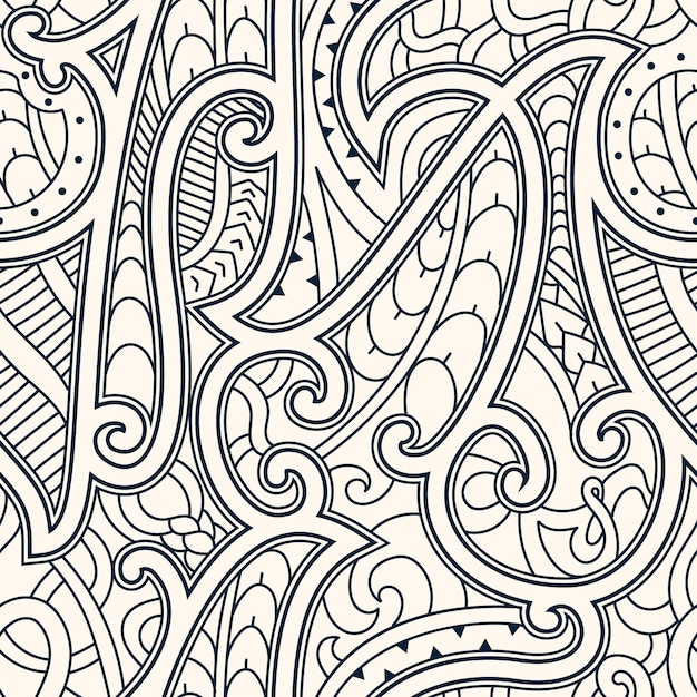 Hand drawn maori tattoo pattern