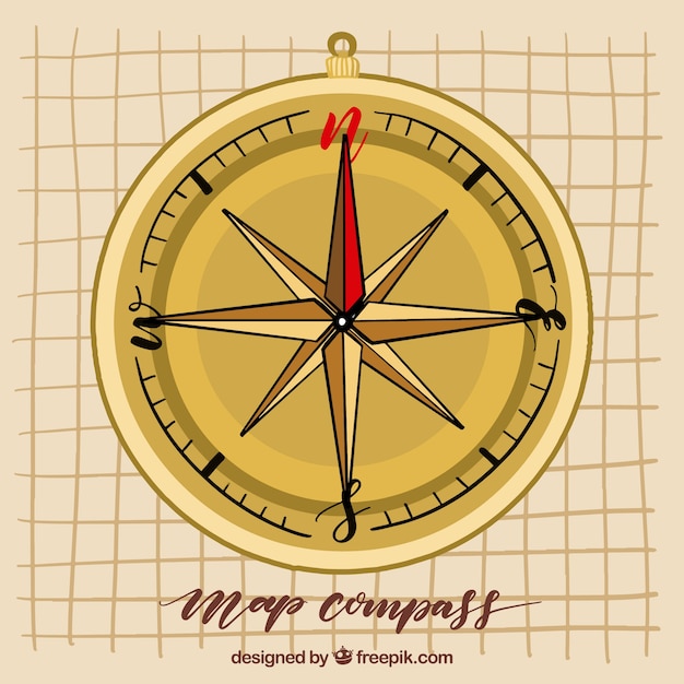 Free vector hand drawn map compass background