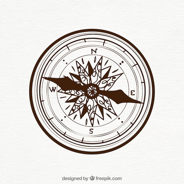 Free vector hand drawn map compass background