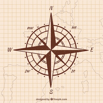 Hand drawn map compass background