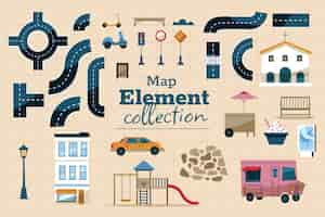 Free vector hand drawn map element collection map