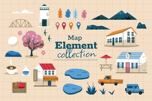 Hand drawn map element collection map