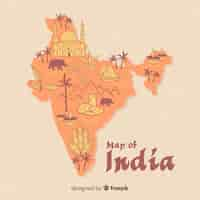 Free vector hand drawn map of india