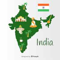 Free vector hand drawn map of india