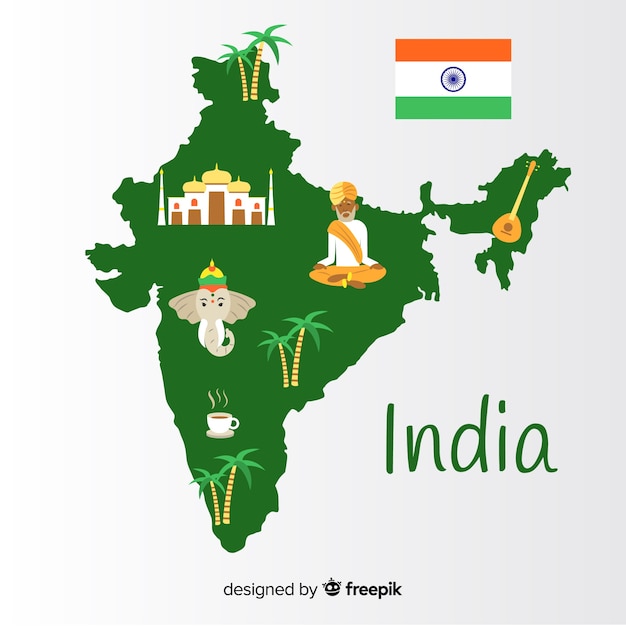 Ручной обращается карта Индии