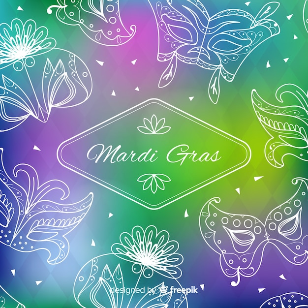 Hand drawn mardi gras background