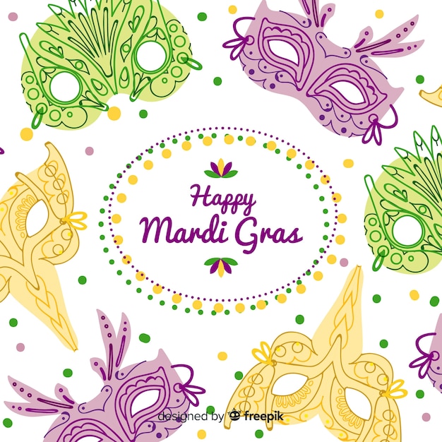 Hand drawn mardi gras background