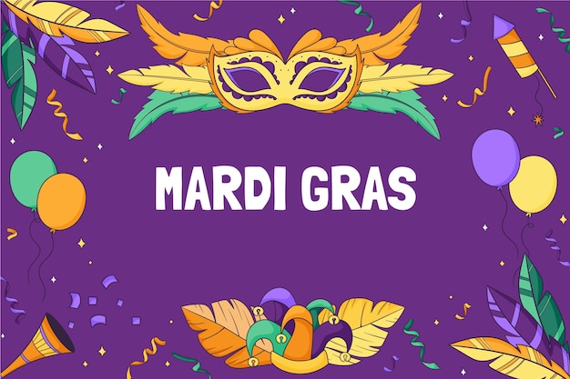 Free Vector hand drawn mardi gras background
