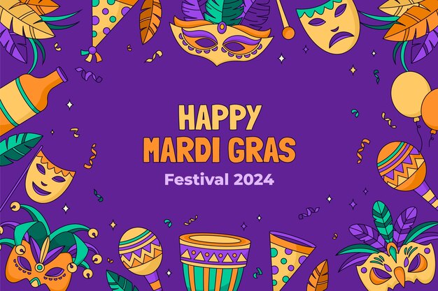 Hand drawn mardi gras background