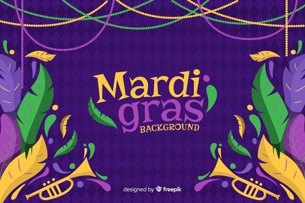 Hand drawn mardi gras carnival background