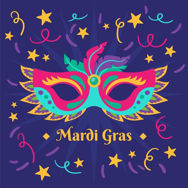 Hand drawn mardi gras carnival