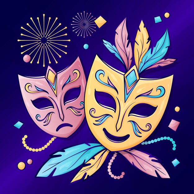 Hand drawn mardi gras concept