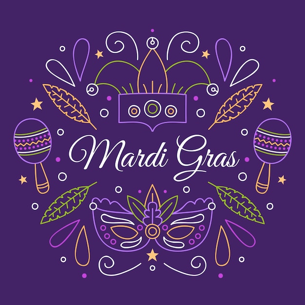 Hand drawn mardi gras concept