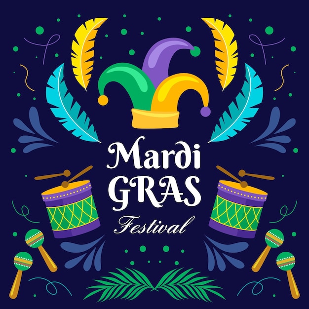 Concetto di mardi gras disegnato a mano