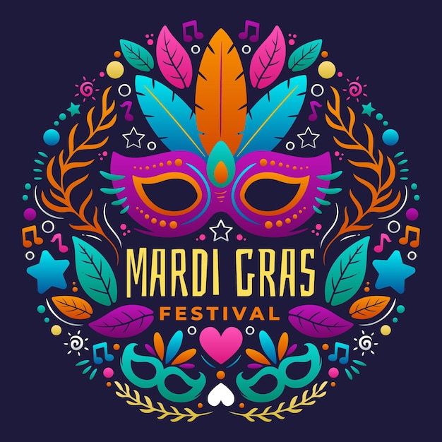 Hand drawn mardi gras concept