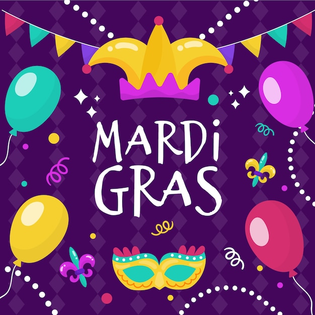 Hand-drawn mardi gras event