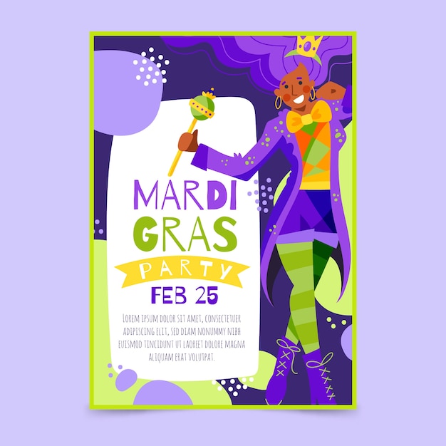 Hand-drawn mardi gras flyer template