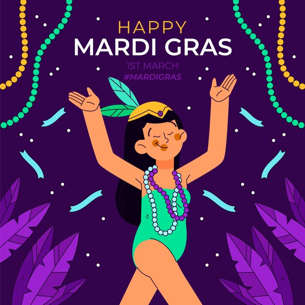 Hand drawn mardi gras illustration