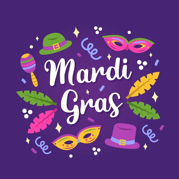 Free vector hand drawn mardi gras lettering