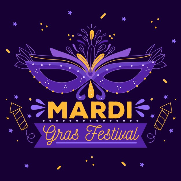 Hand drawn mardi gras mask