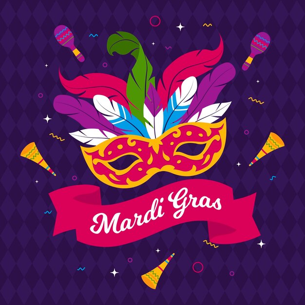 Hand drawn mardi gras mask