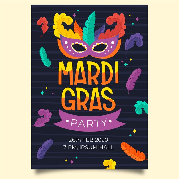 hand drawn mardi gras poster template