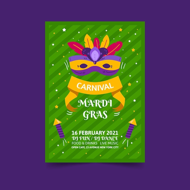 Free vector hand drawn mardi gras poster template