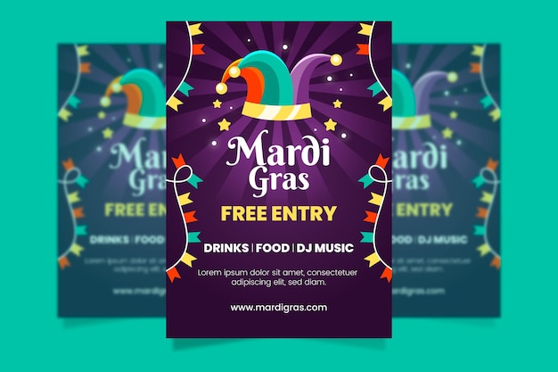 Hand drawn mardi gras poster template