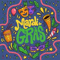 Free vector hand drawn mardi gras text