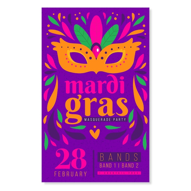 Free vector hand drawn mardi gras