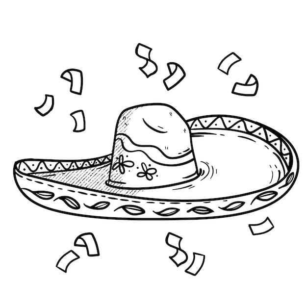 Hand drawn mariachi hat illustration