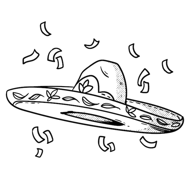 Hand drawn mariachi hat illustration