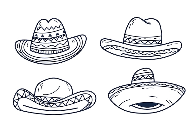 Illustrazione di un cappello mariachi disegnato a mano