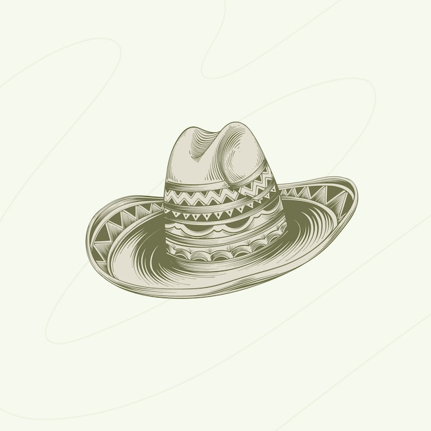 Vettore gratuito illustrazione di un cappello mariachi disegnato a mano