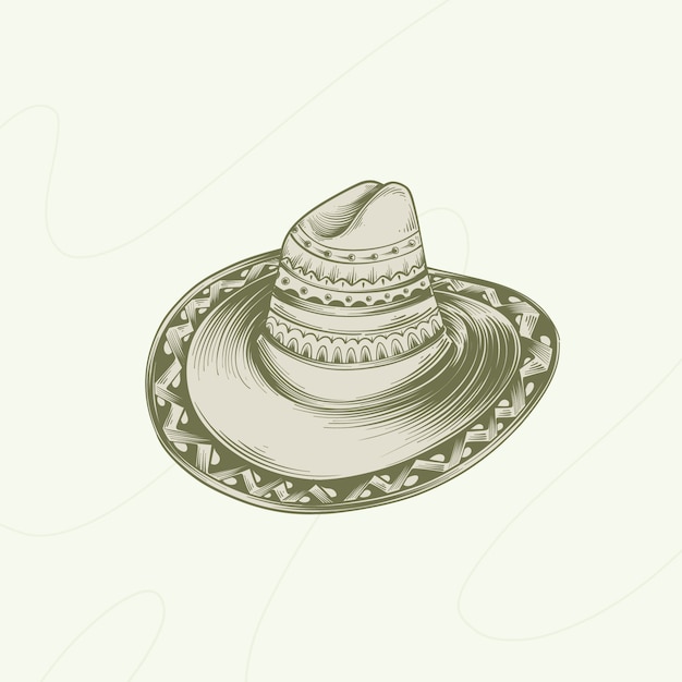 Vettore gratuito illustrazione di un cappello mariachi disegnato a mano