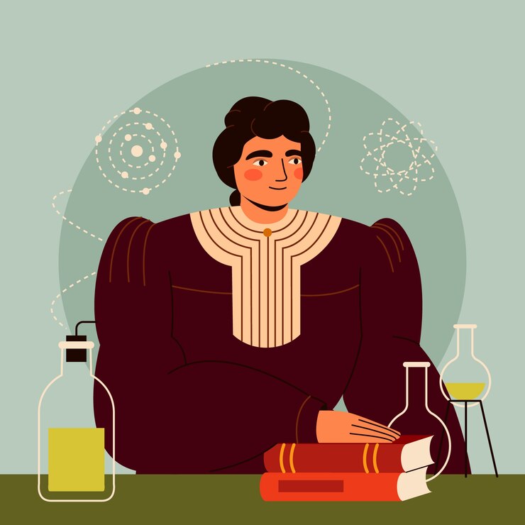 Free Vector hand drawn marie curie illustration