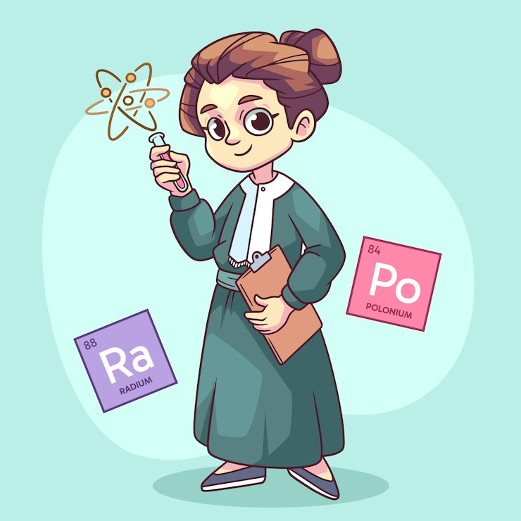 Free Vector hand drawn marie curie illustration