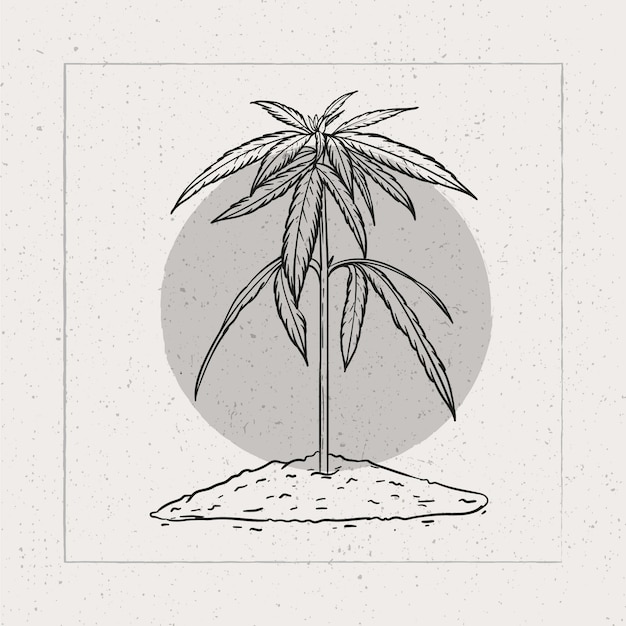 Vettore gratuito illustrazione disegnata a mano del profilo della foglia di marijuana