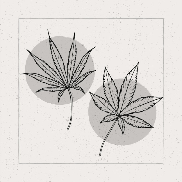 Vettore gratuito illustrazione disegnata a mano del profilo della foglia di marijuana