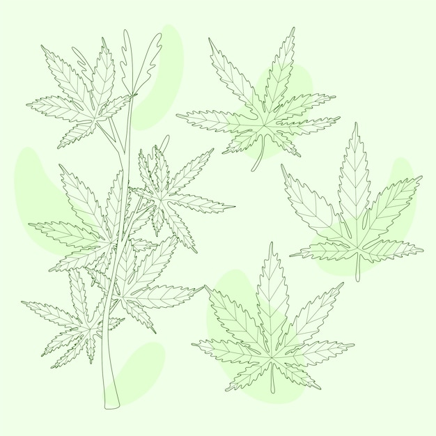 Vettore gratuito illustrazione del contorno di una foglia di marijuana disegnata a mano