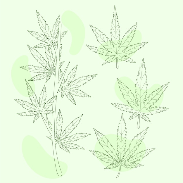 Vettore gratuito illustrazione del contorno di una foglia di marijuana disegnata a mano