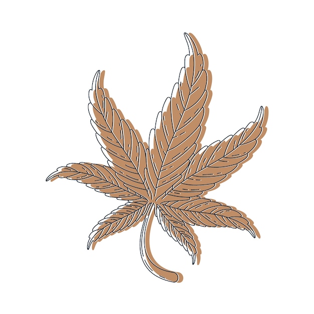 Hand drawn marijuana leaf outline illustration