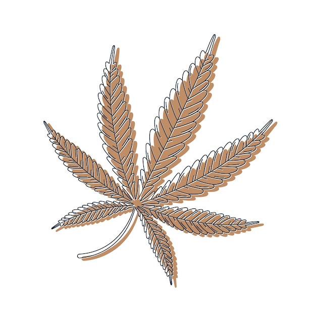 Hand drawn marijuana leaf outline illustration