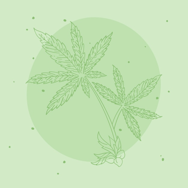 Hand drawn marijuana leaf outline illustration