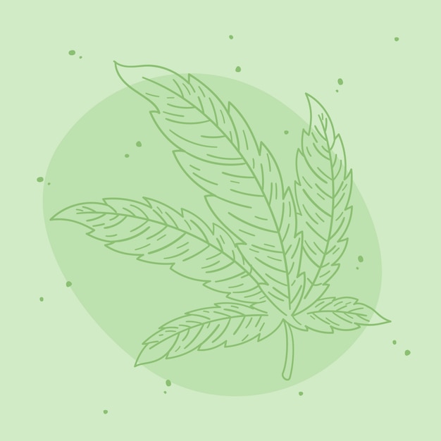 Illustrazione disegnata a mano del profilo della foglia di marijuana