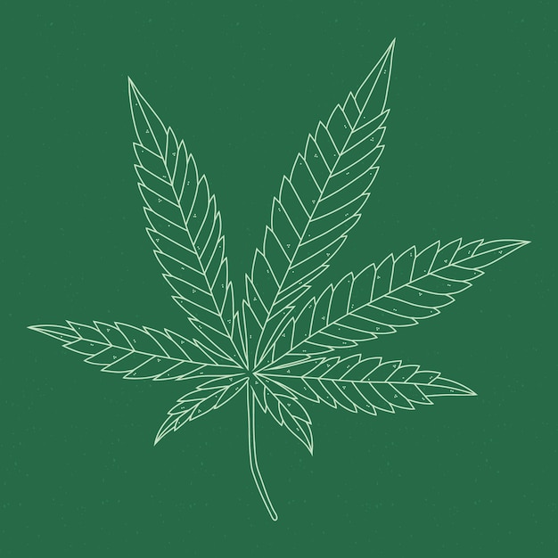 Illustrazione disegnata a mano del profilo della foglia di marijuana