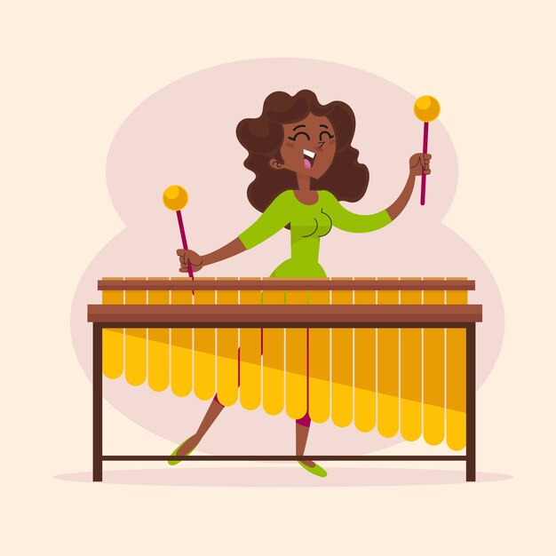 Hand drawn marimba illustration