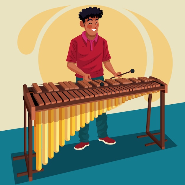 Hand drawn marimba instrument illustration